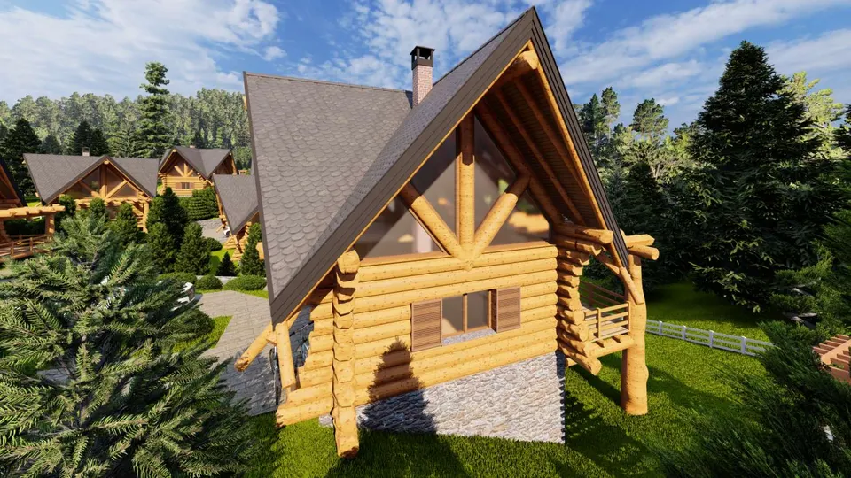 Montažna kuća Tipski projekat Objekat 6, 100 m², Etno Gajevi (Etno-Drvo Užice)