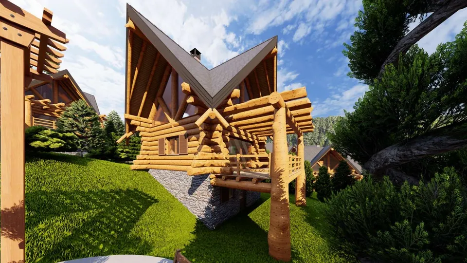 Montažna kuća Tipski projekat Objekat 6, 100 m², Etno Gajevi (Etno-Drvo Užice)