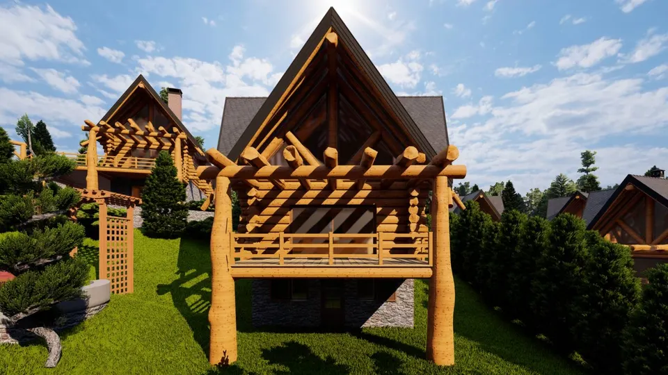 Montažna kuća Tipski projekat Objekat 6, 100 m², Etno Gajevi (Etno-Drvo Užice)