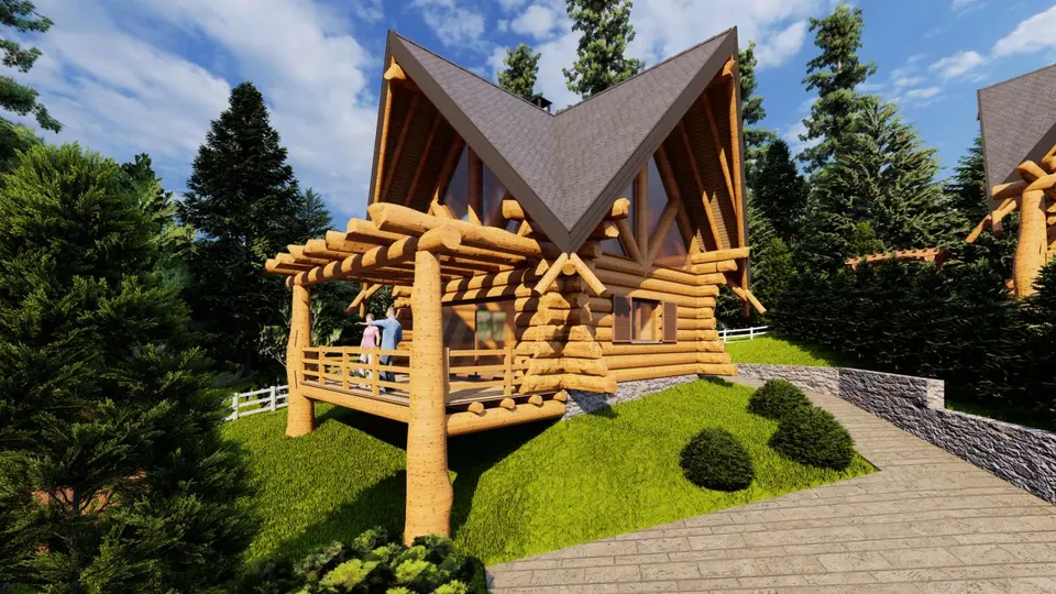 Montažna kuća Tipski projekat Objekat 6, 100 m², Etno Gajevi (Etno-Drvo Užice)