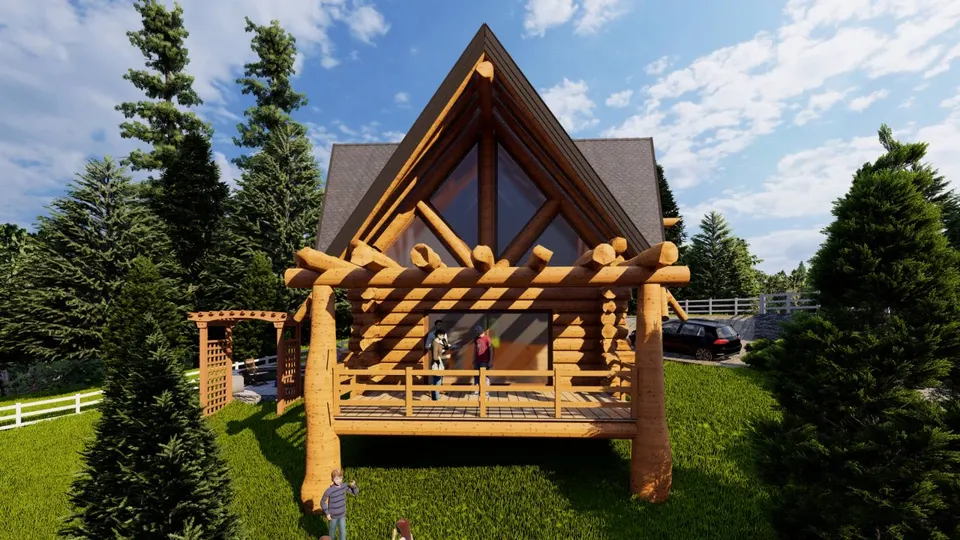Montažna kuća Tipski projekat Objekat 6, 100 m², Etno Gajevi (Etno-Drvo Užice)