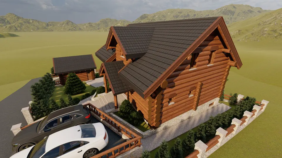 Montažna kuća Tipski projekat Objekat 7, 100 m², Etno Gajevi (Etno-Drvo Užice)