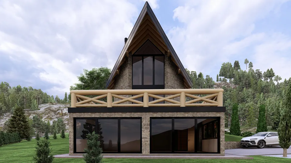 Montažna kuća Tipski projekat Objekat 8, 100 m², Etno Gajevi (Etno-Drvo Užice)