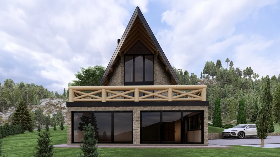 Montažna kuća Tipski projekat Objekat 8, 100 m², Etno Gajevi (Etno-Drvo Užice)
