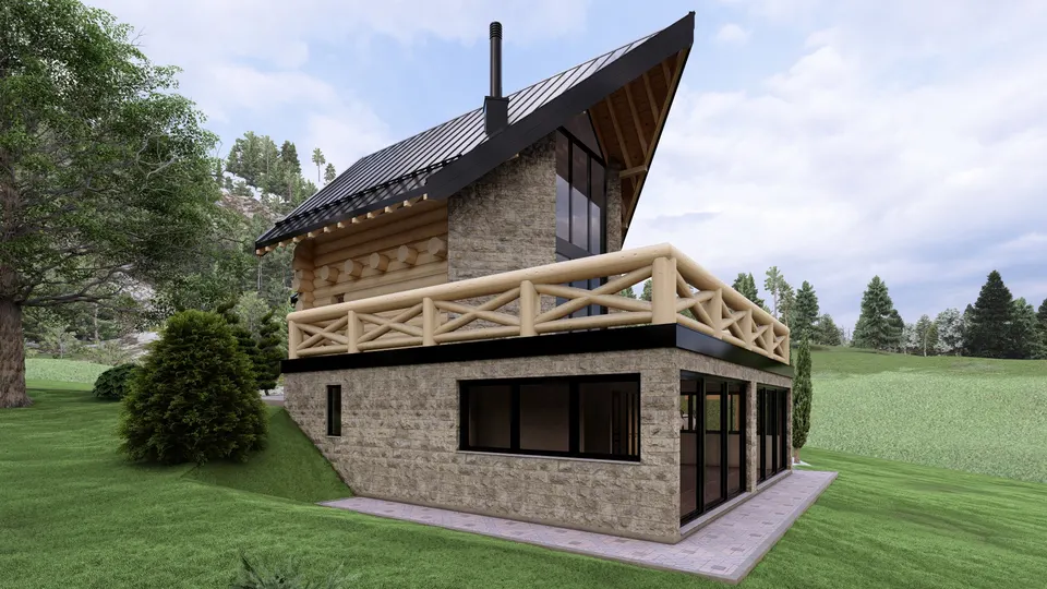 Montažna kuća Tipski projekat Objekat 8, 100 m², Etno Gajevi (Etno-Drvo Užice)