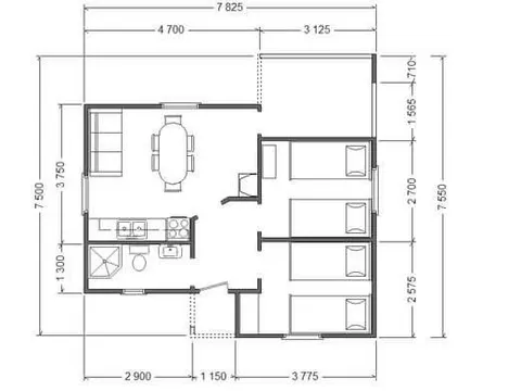 Montažna kuća ST-44a, 49 m², Forest Work
