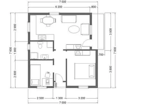 Montažna kuća ST-52, 57 m², Forest Work