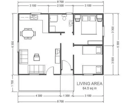 Montažna kuća ST-57, 63 m², Forest Work