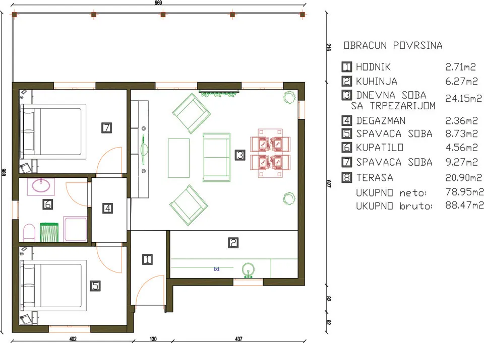 Montažna kuća Tip G-88, 88 m², Giga House