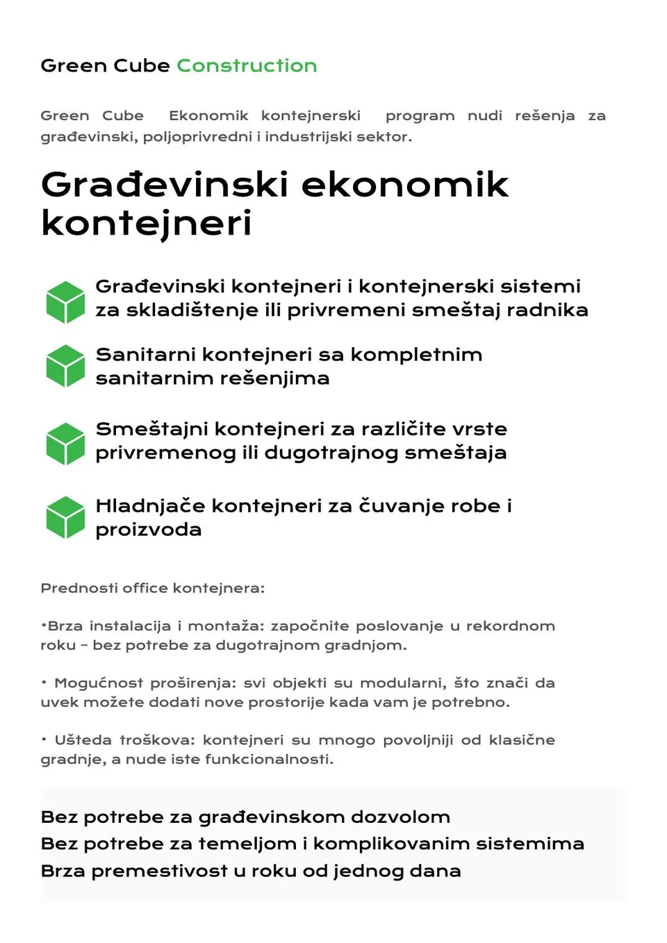 Osnova: Green Cube Građevinski ekonomik kontejner (od), 14 m²