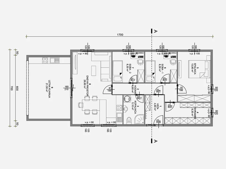 Montažna kuća Living H135, 104 m², Hosekra Living