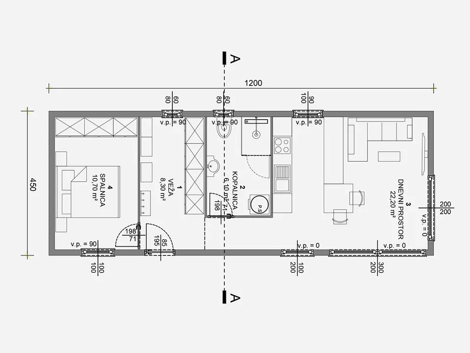 Montažna kuća Living H50, 47 m², Hosekra Living