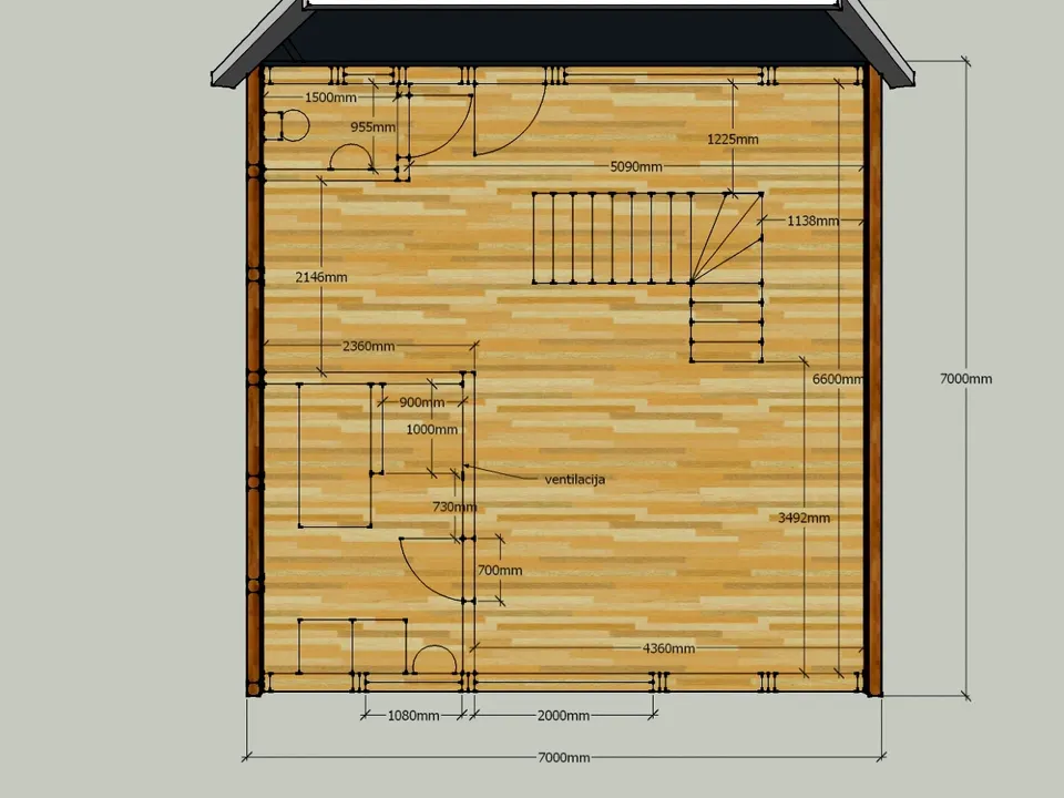 Montažna kuća Brvnara B07, 60 m², Hrast Petković