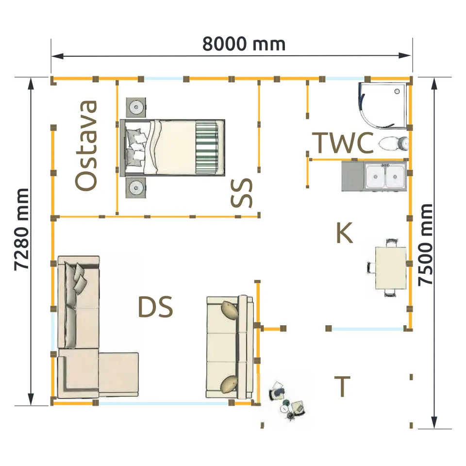 Osnova: Hrast Petković Brvnara B07, 60 m²