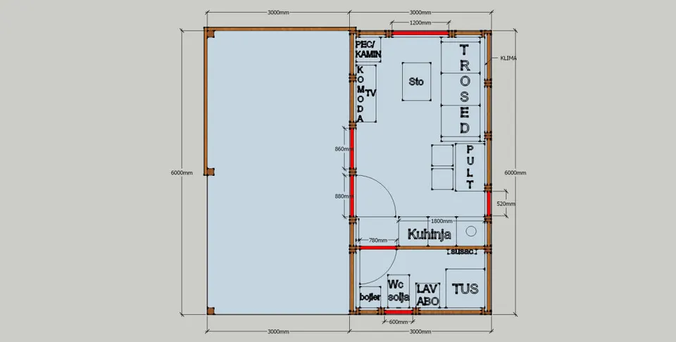 Montažna kuća Brvnare 20 40M2, 30 m², Hrast Petković