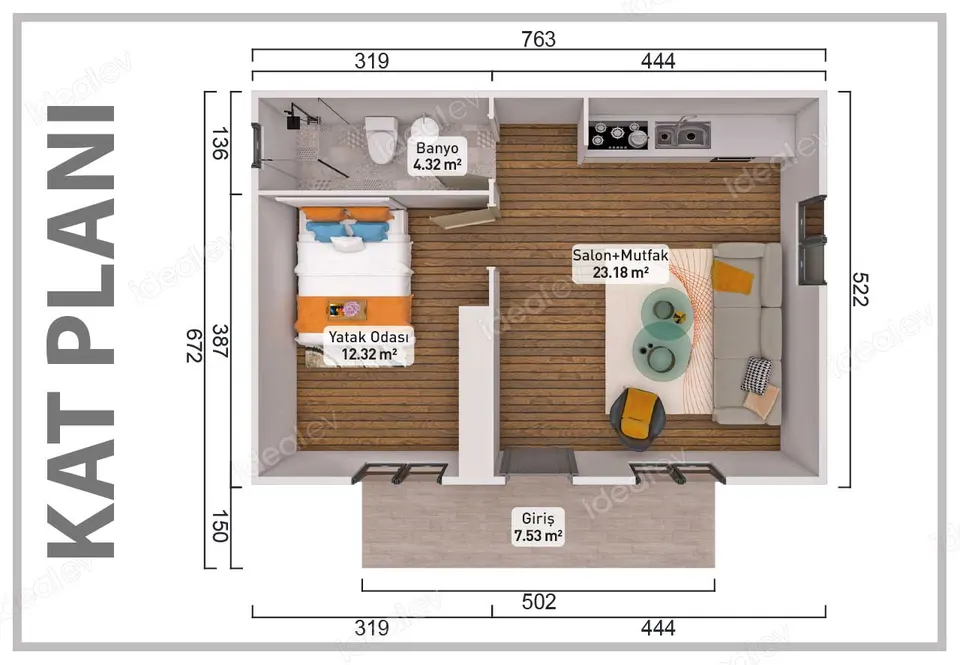 Montažna kuća Montažna kuća IMPT0470, 47 m², Idealmod