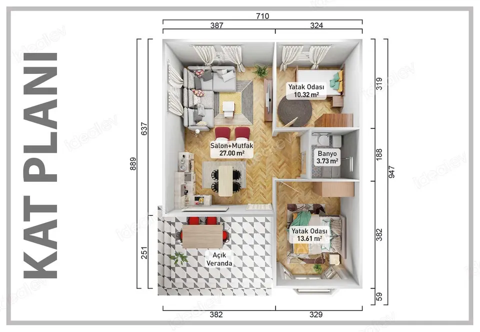 Montažna kuća Montažna kuća IMPT0550, 55 m², Idealmod