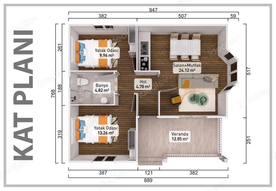Montažna kuća Montažna kuća IMPT0691, 69 m², Idealmod