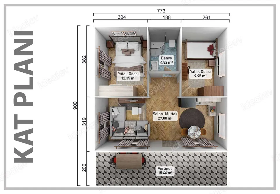 Montažna kuća Montažna kuća IMPT0700, 70 m², Idealmod