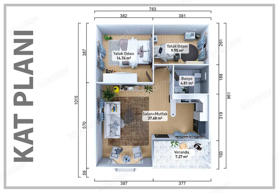 Montažna kuća Montažna kuća IMPT0740, 74 m², Idealmod