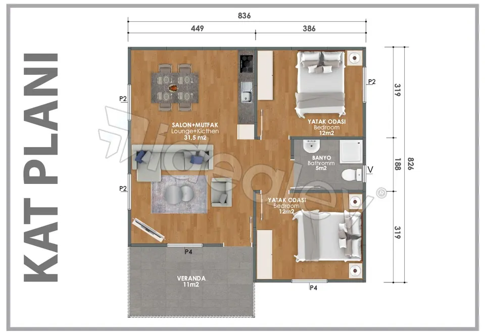 Montažna kuća Montažna kuća IMPT0750, 75 m², Idealmod