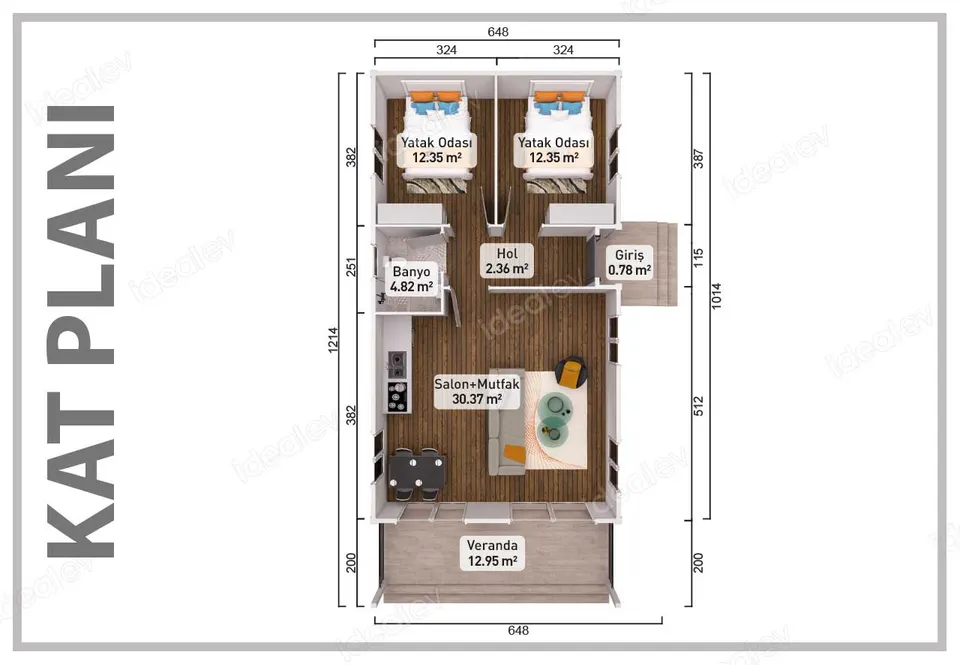 Montažna kuća Montažna kuća IMPT0780, 78 m², Idealmod