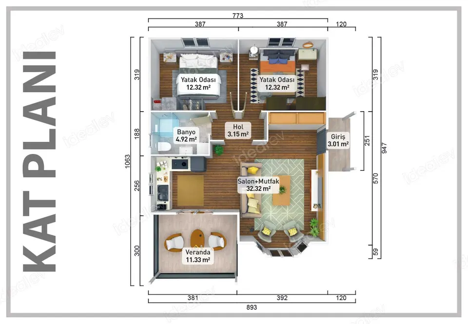 Montažna kuća Montažna kuća IMPT0790, 79 m², Idealmod