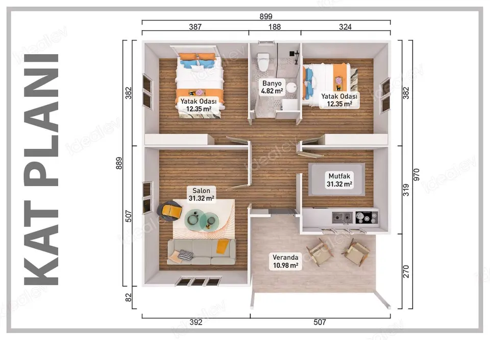 Montažna kuća Montažna kuća IMPT0840, 84 m², Idealmod