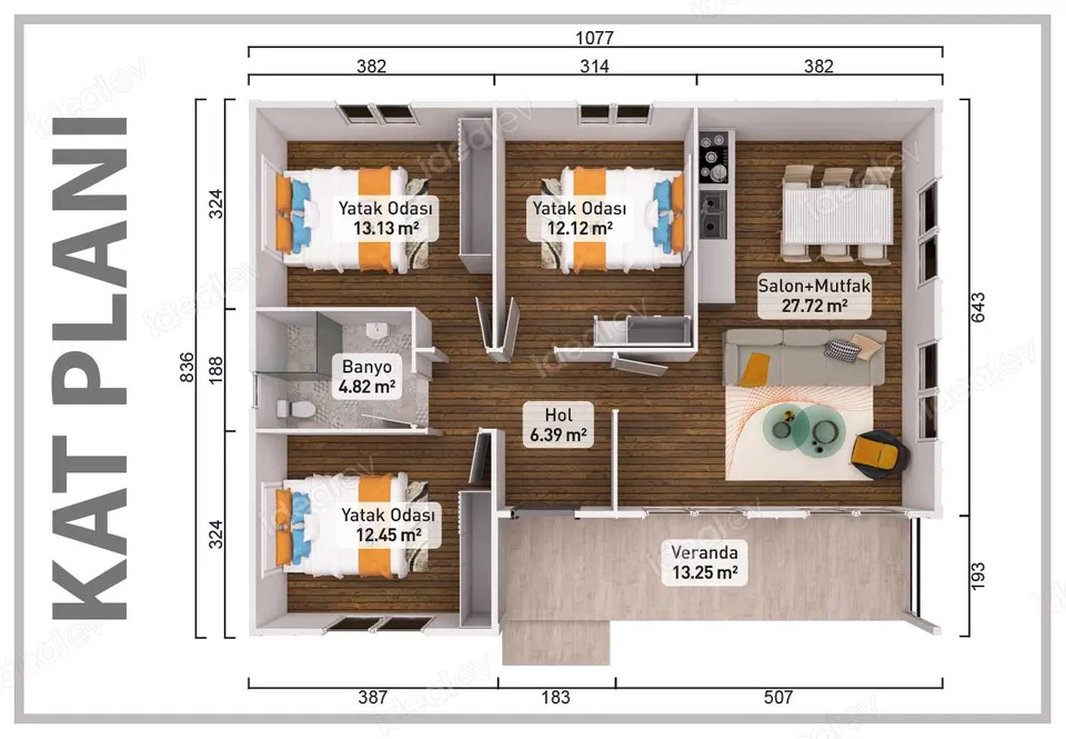 Montažna kuća Montažna kuća IMPT0900, 90 m², Idealmod