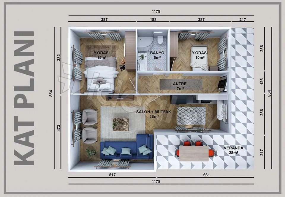 Montažna kuća Montažna kuća IMPT1080, 108 m², Idealmod