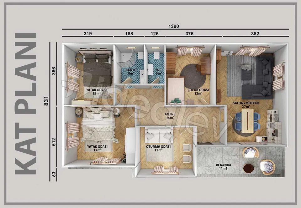 Montažna kuća Montažna kuća IMPT1131, 113 m², Idealmod