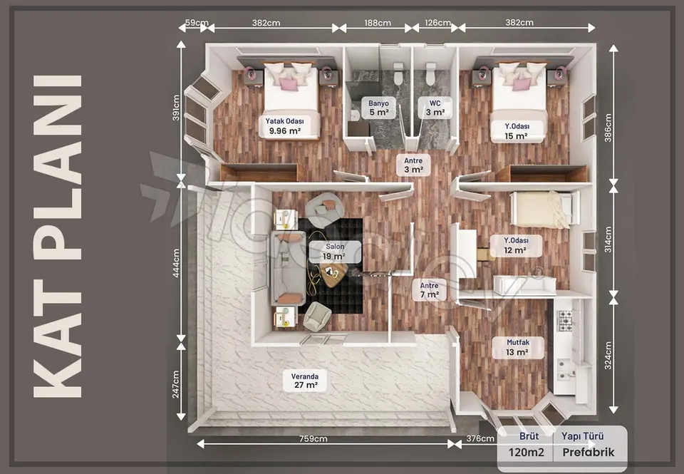Montažna kuća Montažna kuća IMPT1200, 120 m², Idealmod