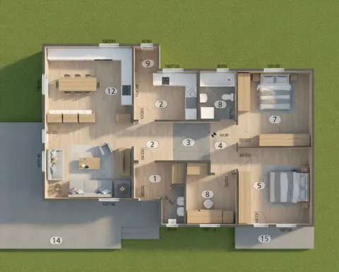 Osnova montažne kuće Iva 110, 110 m², Iva kuće