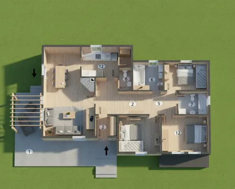 Osnova montažne kuće Iva 117, 117 m², Iva kuće