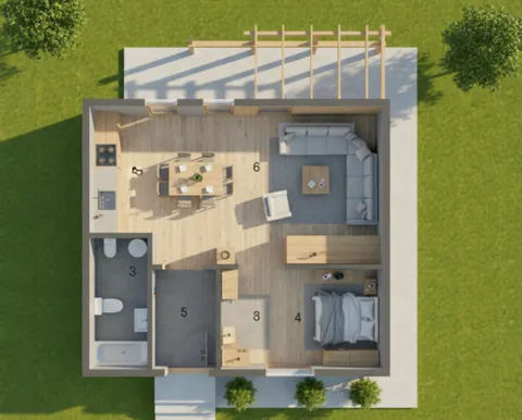 Osnova montažne kuće Iva 30, 30 m², Iva kuće