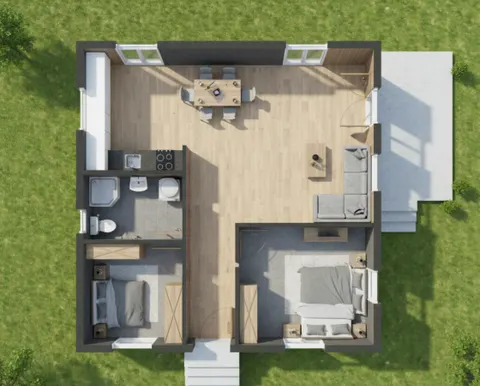 Osnova montažne kuće Iva 65, 65 m², Iva kuće