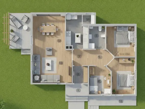 Osnova montažne kuće Iva 90, 90 m², Iva kuće