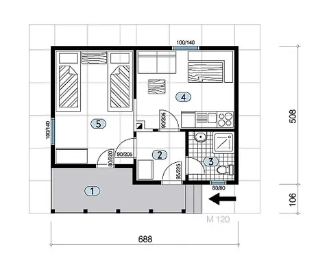 Montažna kuća Tip 36, 36 m², Javor Monter Novi Sad