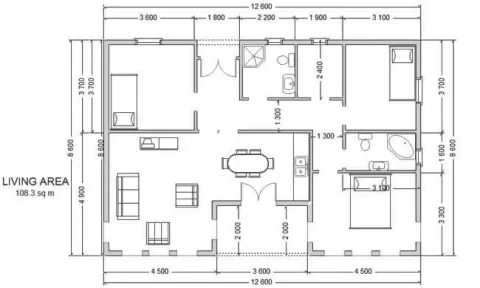 Osnova montažne kuće K-MS-108, 108 m², Kaja MS