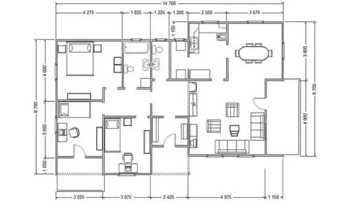 Osnova montažne kuće K-MS-127, 141 m², Kaja MS