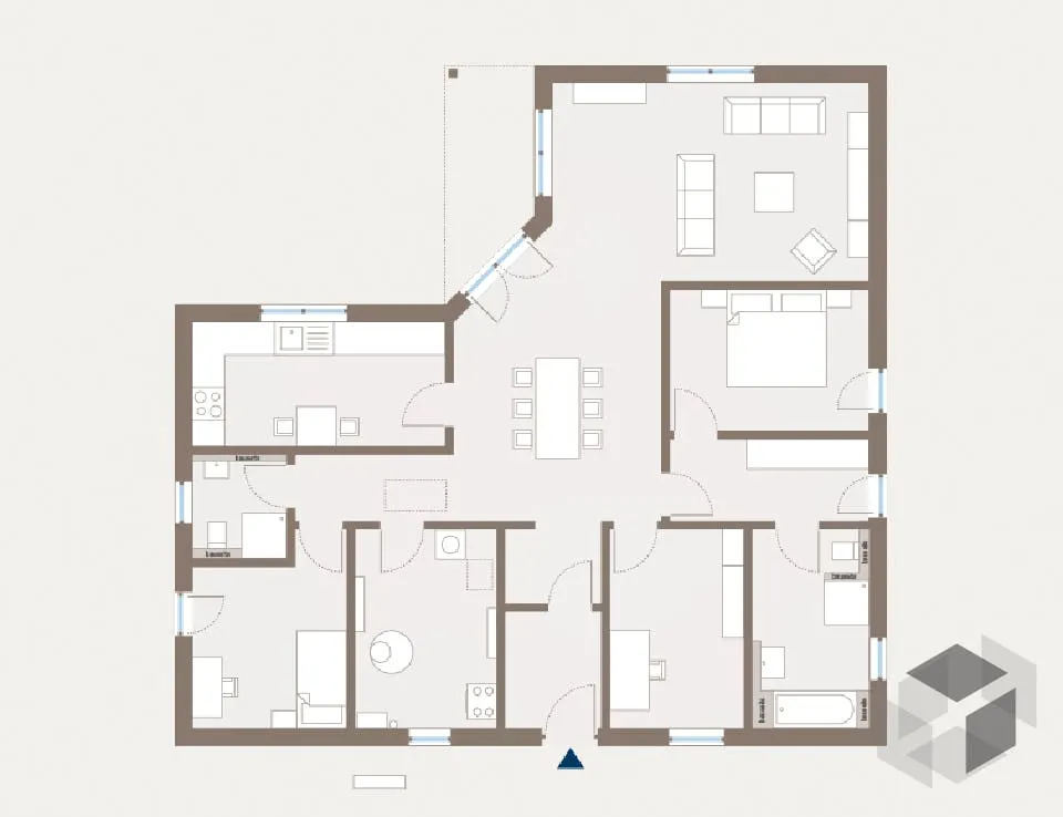 Osnova montažne kuće K-MS-142, 142 m², Kaja MS