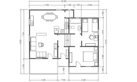 Osnova montažne kuće K-MS-86, 98 m², Kaja MS