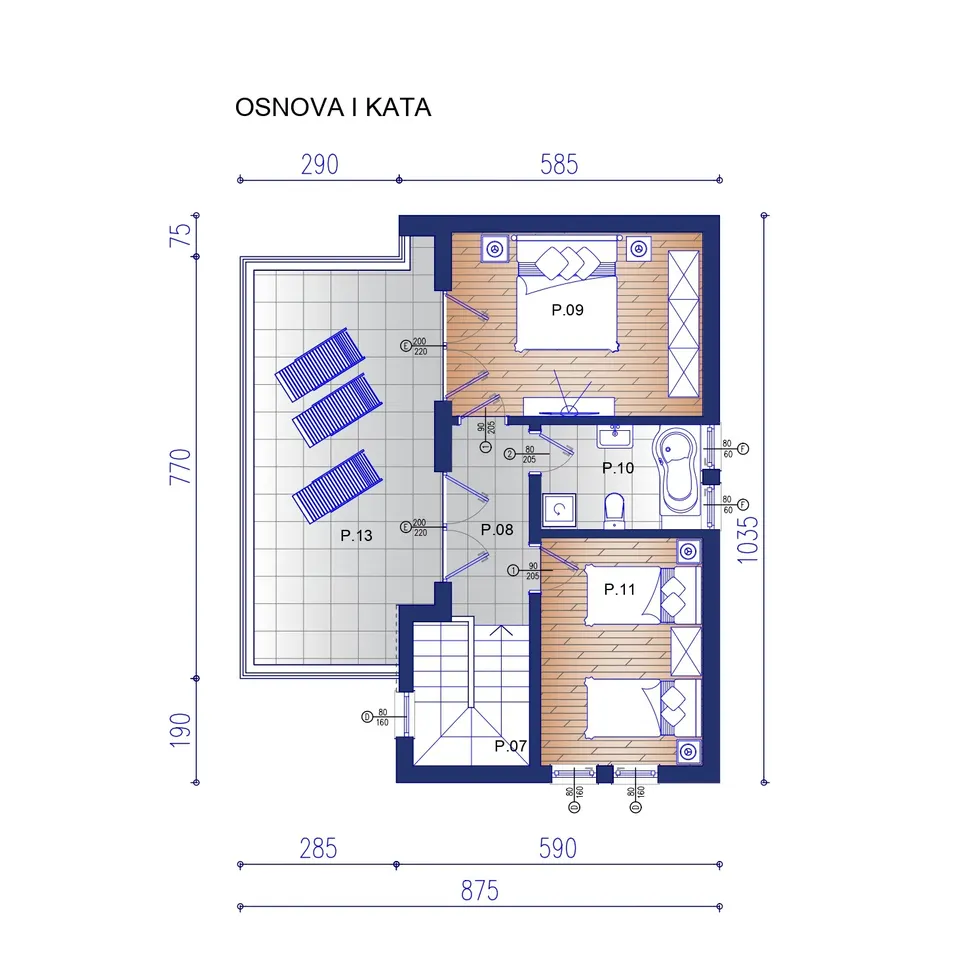 Osnova montažne kuće KC 100, 100 m², Kampa & Casa