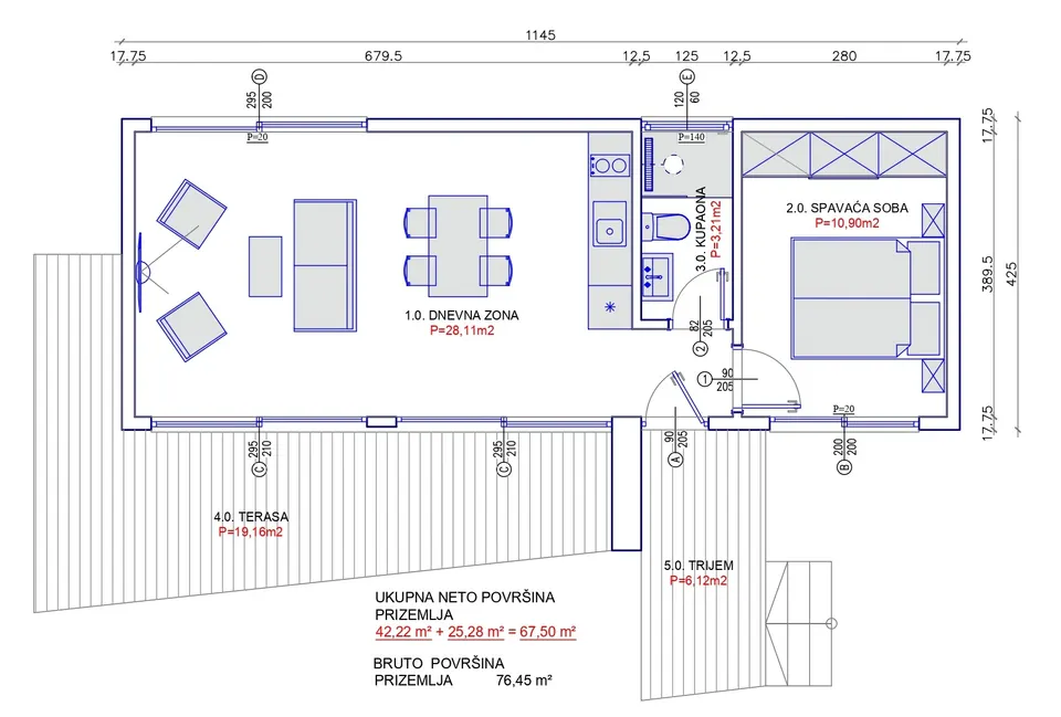 Montažna kuća KC Tip 40, 40 m², Kampa & Casa
