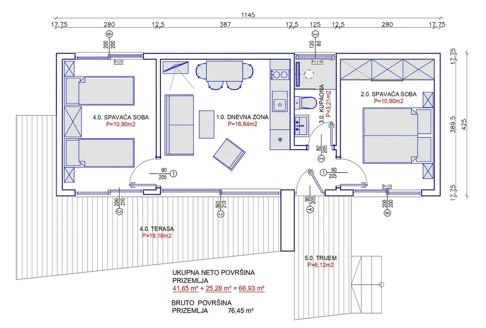 Montažna kuća KC Tip 40, 40 m², Kampa & Casa