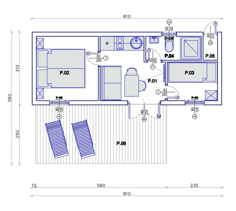 Montažna kuća TIP KC 24A, 24 m², Kampa & Casa