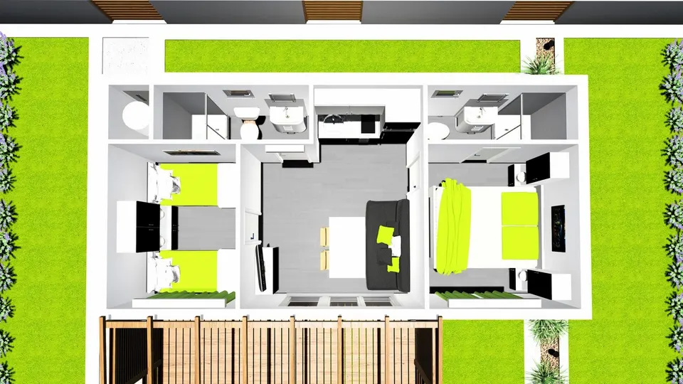 Montažna kuća TIP KC 32A, 32 m², Kampa & Casa