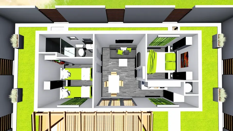 Montažna kuća TIP KC 32B, 32 m², Kampa & Casa