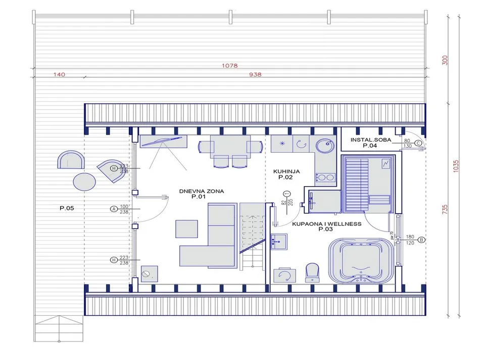 Osnova montažne kuće TIP KC 60, 60 m², Kampa & Casa