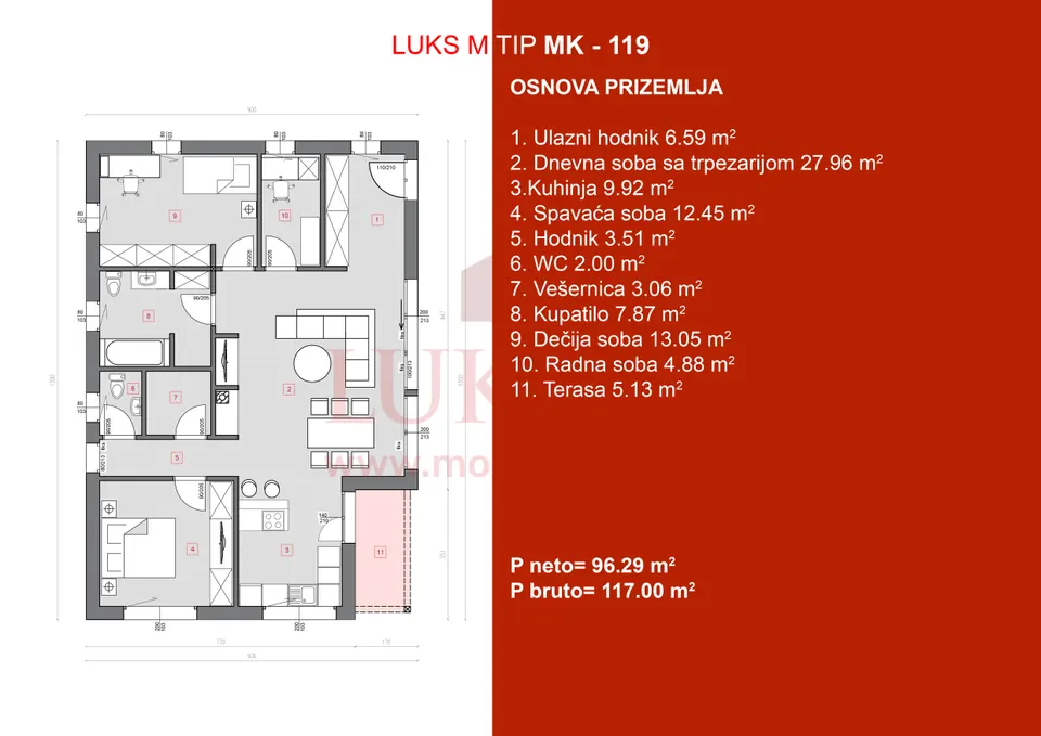 Montažna kuća MK-119, 119 m², Luks M Kuće